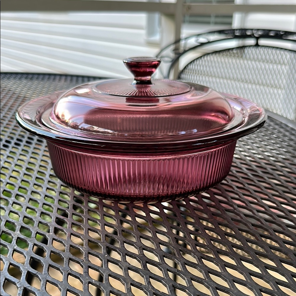 Elegant Purple Glass Casserole Dish